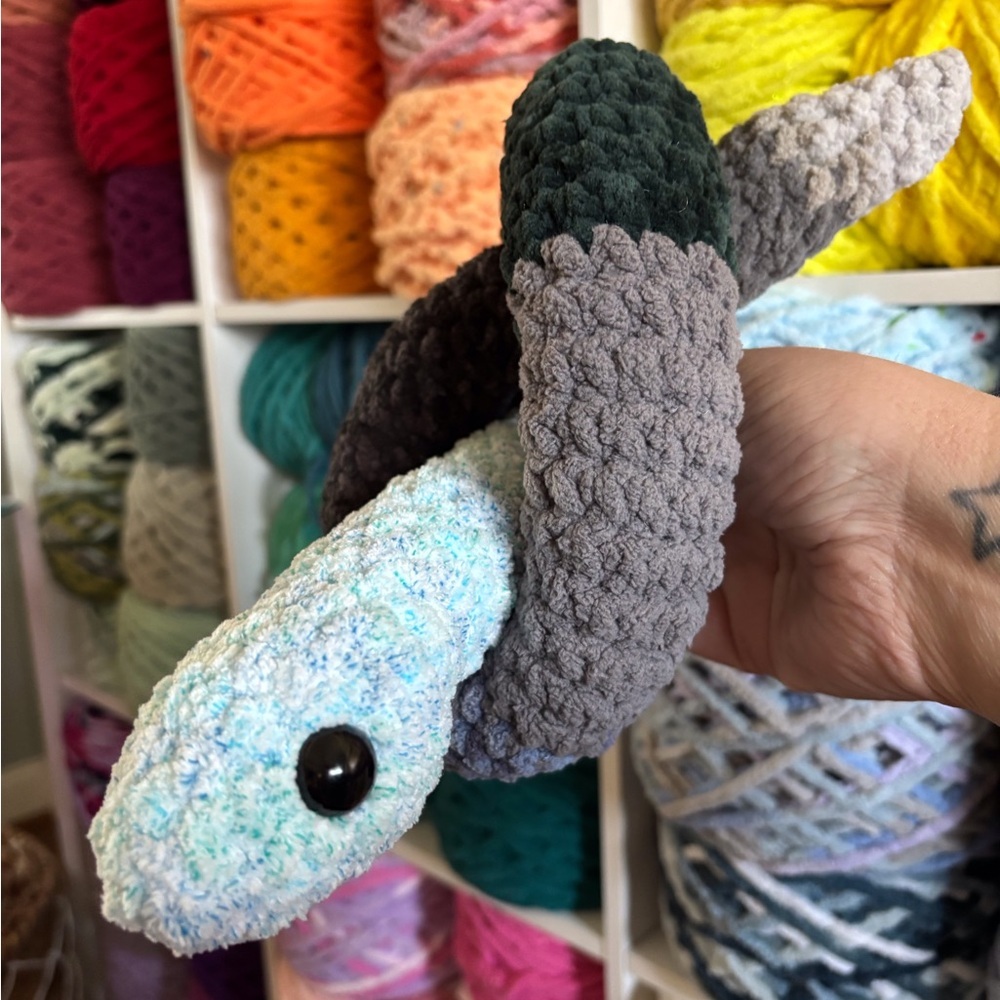Handmade crochet Multicolor snake plushie